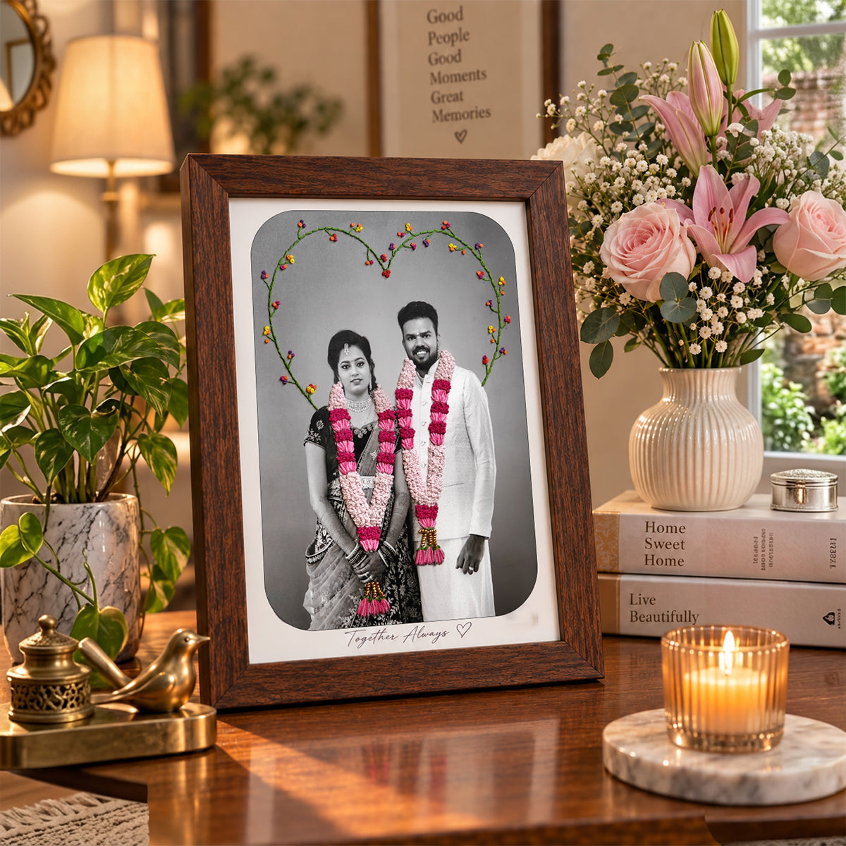 Personalized Embroidery Wedding Couple Photo Frame❤️