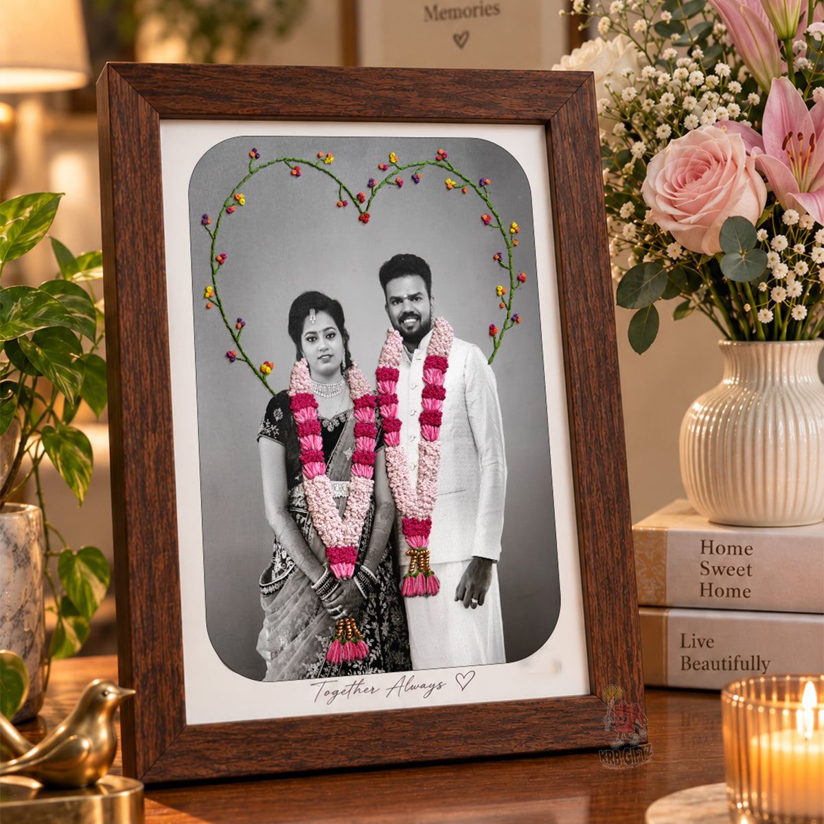 Personalized Embroidery Wedding Couple Photo Frame❤️