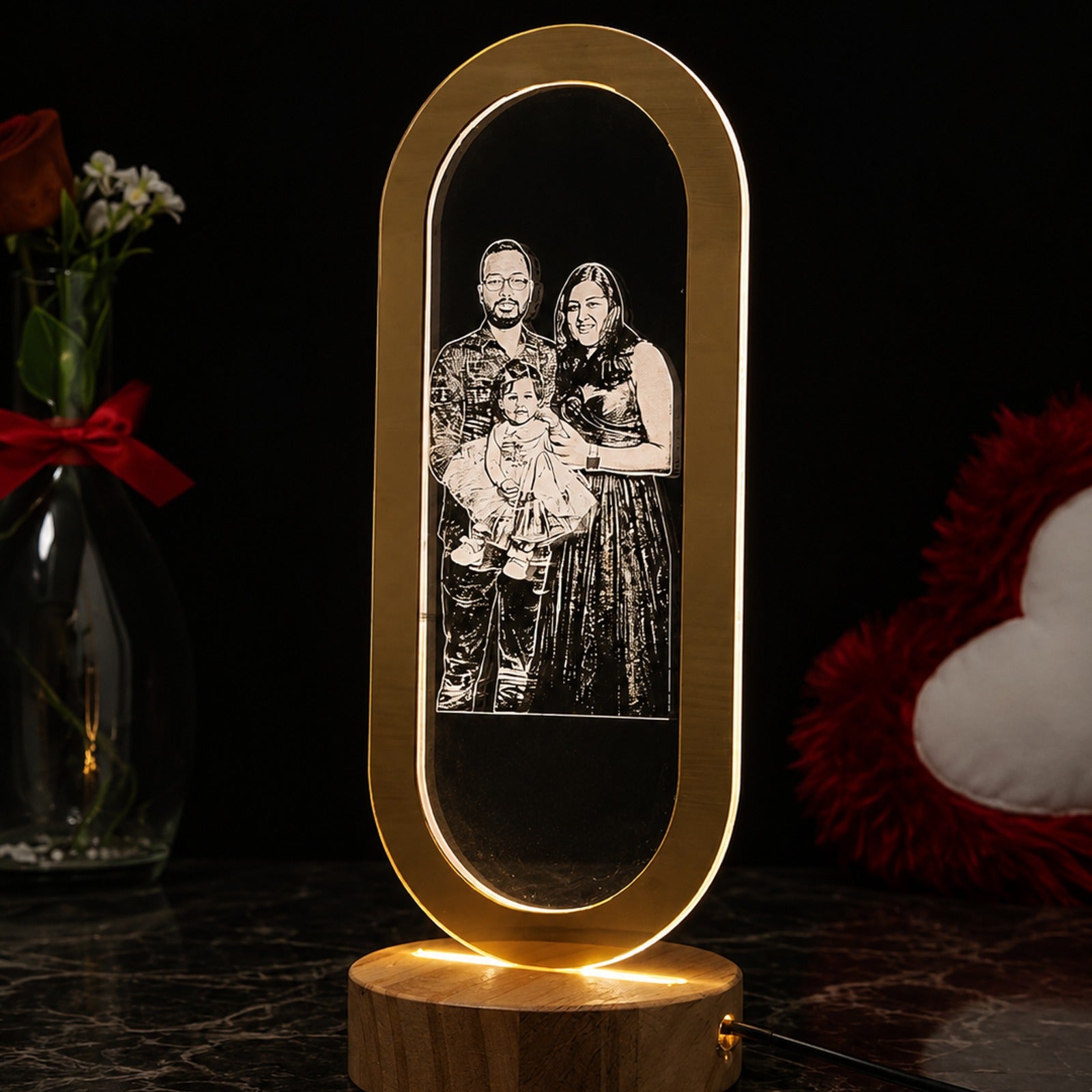 Acrylic Product with Wood Base [contact us on whatsapp] 9x3.5inch