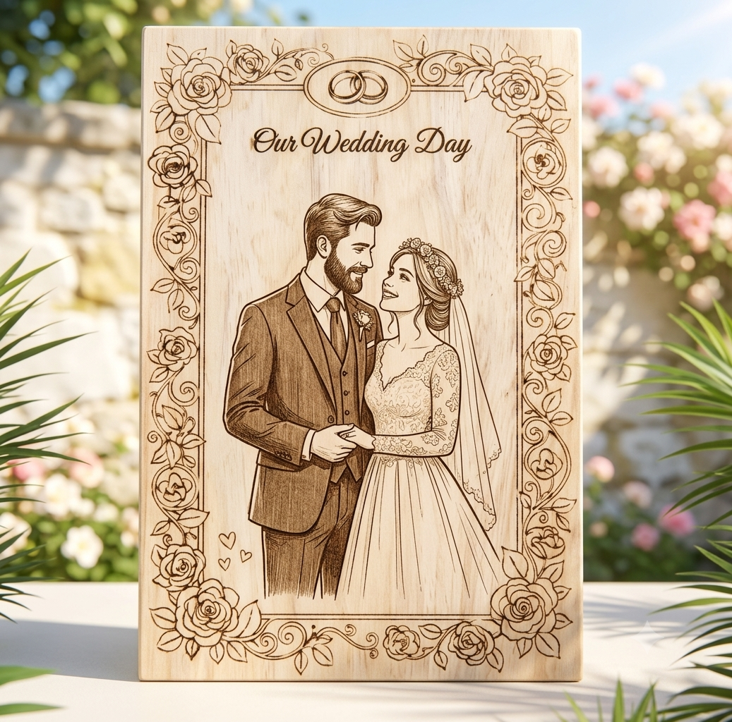 Wooden Engraved Photo Frames [happy anniversary]