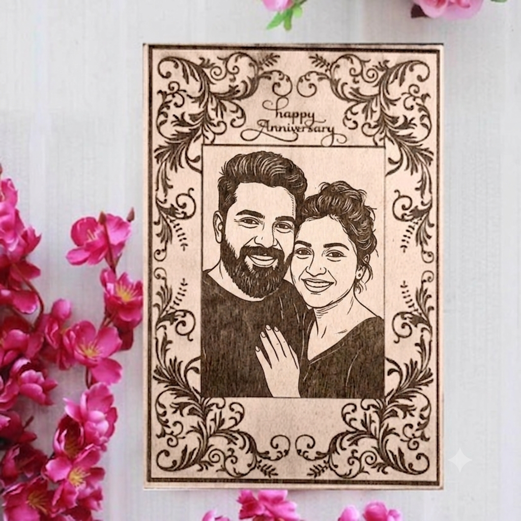Wooden Engraved Photo Frames [happy anniversary]