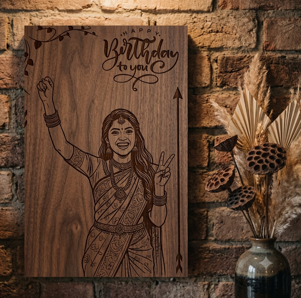 Wooden Engraved Photo Frames [happy birthday]