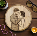 Wooden Engraved Photo Frames Circle [Happy Anniversary]