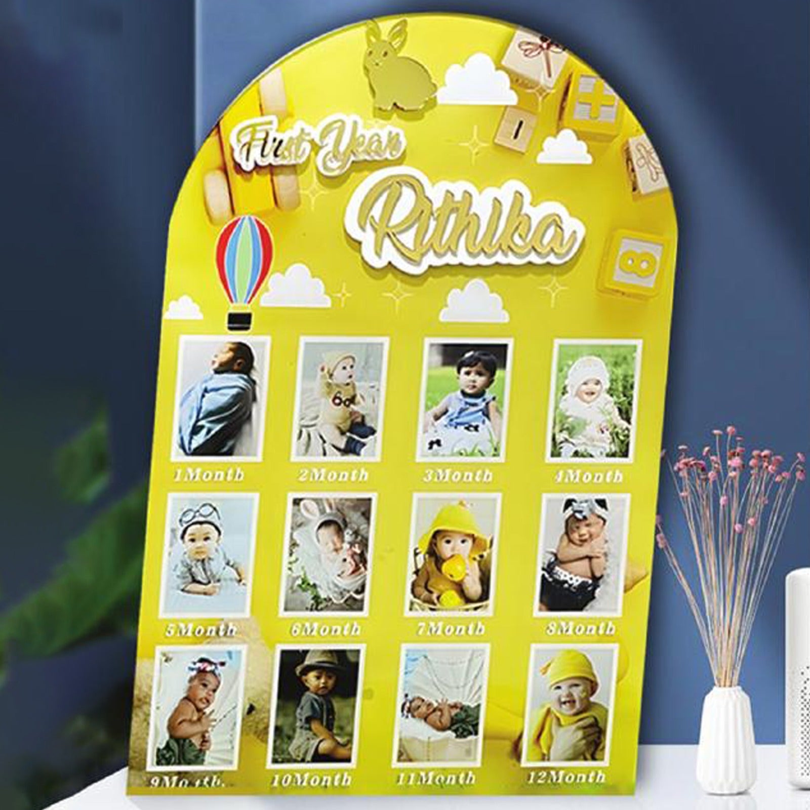 Years of Baby Frame [Customized Background and Images] 12X18in Order via Whatsapp